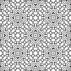 Stylish texture with figures from lines. Abstract geometric black and white pattern for web page, textures, card, poster, fabric, textile. Monochrome graphic repeating design. 