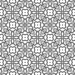 Stylish texture with figures from lines. Abstract geometric black and white pattern for web page, textures, card, poster, fabric, textile. Monochrome graphic repeating design. 