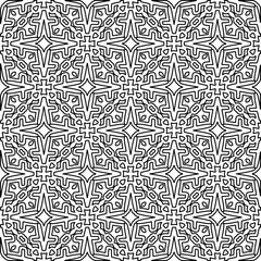 Stylish texture with figures from lines. Abstract geometric black and white pattern for web page, textures, card, poster, fabric, textile. Monochrome graphic repeating design. 