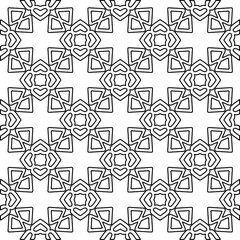 Stylish texture with figures from lines. Abstract geometric black and white pattern for web page, textures, card, poster, fabric, textile. Monochrome graphic repeating design. 