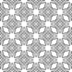 Stylish texture with figures from lines. Abstract geometric black and white pattern for web page, textures, card, poster, fabric, textile. Monochrome graphic repeating design. 