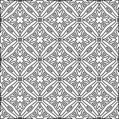 Stylish texture with figures from lines. Abstract geometric black and white pattern for web page, textures, card, poster, fabric, textile. Monochrome graphic repeating design. 