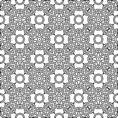 Stylish texture with figures from lines. Abstract geometric black and white pattern for web page, textures, card, poster, fabric, textile. Monochrome graphic repeating design. 