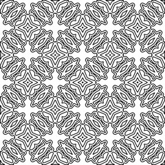 Stylish texture with figures from lines. Abstract geometric black and white pattern for web page, textures, card, poster, fabric, textile. Monochrome graphic repeating design. 