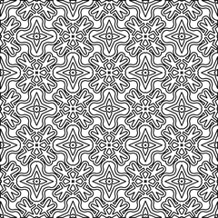 Stylish texture with figures from lines. Abstract geometric black and white pattern for web page, textures, card, poster, fabric, textile. Monochrome graphic repeating design. 