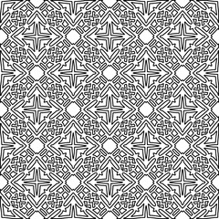 Stylish texture with figures from lines. Abstract geometric black and white pattern for web page, textures, card, poster, fabric, textile. Monochrome graphic repeating design. 