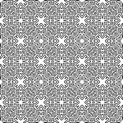 Stylish texture with figures from lines. Abstract geometric black and white pattern for web page, textures, card, poster, fabric, textile. Monochrome graphic repeating design. 