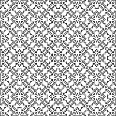 Stylish texture with figures from lines. Abstract geometric black and white pattern for web page, textures, card, poster, fabric, textile. Monochrome graphic repeating design. 