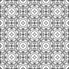 Stylish texture with figures from lines. Abstract geometric black and white pattern for web page, textures, card, poster, fabric, textile. Monochrome graphic repeating design. 