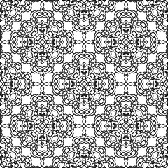 Texture with figures from lines. Black and white pattern for web page, textures, card, poster, fabric, textile. Monochrome graphic repeating design. 