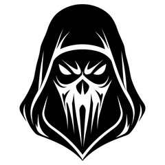 Grim reaper head hooded skull black silhouette vector
