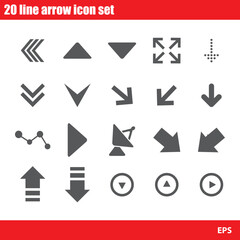 vector 20 line arrow icon set
