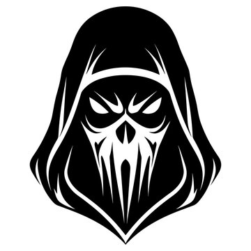 recommend clip art: Grim reaper head hooded skull black silhouette vector