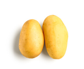 Raw potatoes isolated on white background