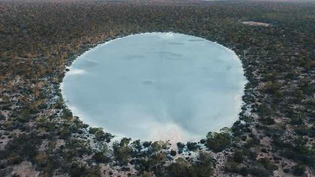 Salt Lake in remote outback of Australian Goldfields. Kalgoorlie Western Australia 4K