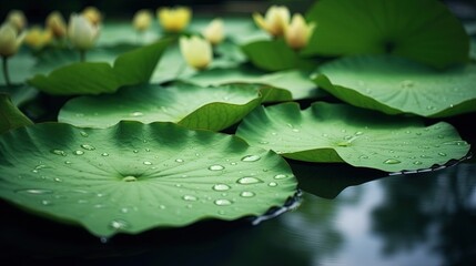  a bunch of water lilies that are on a pond.  generative ai