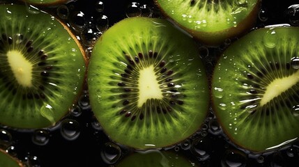  a close up of a kiwi fruit sliced in half.  generative ai