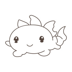 axolotl outline coloring vector graphics