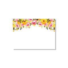 Frame, border with flowers, leaves and branches in vintage watercolor style. Vector border