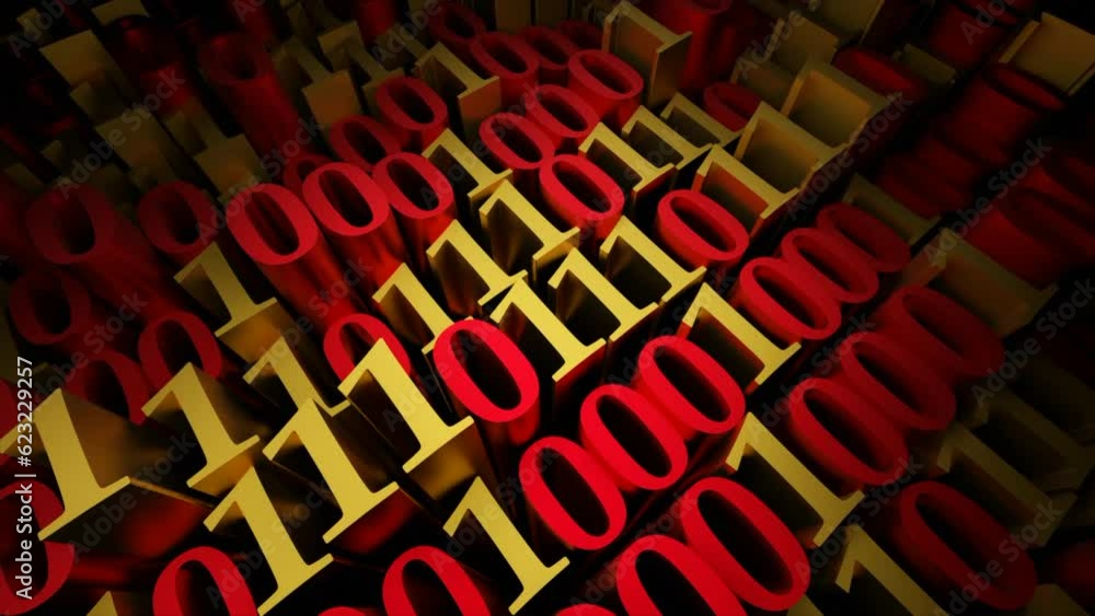 Poster background of moving 3d digits of matrix code. design. extendable 3d numbers on black background. 3d