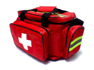 Emergency first aid bag big and red.