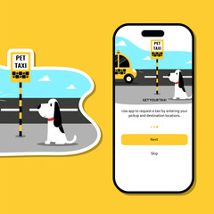 Phone App Pet taxi vector illustration  Transfer service for animals
