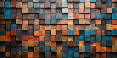 AI Generated. AI Generative. Wood brick blosk simple wooden elements. Geometric abstract pattern texture background pallette. Graphic Art