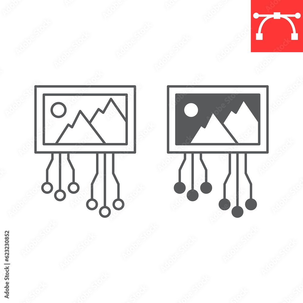 Aufkleber ai generated image line and glyph icon, technology and artificial intelligence, cryptoart vector ico
