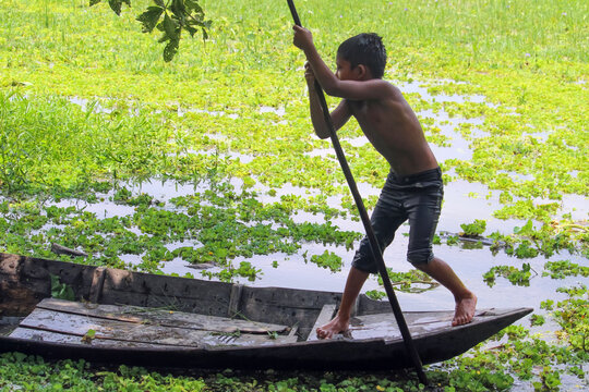Kids riding boat in rice farm Bangladeshi childhood hi-res stock photography and images 
