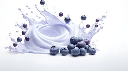 Against a backdrop of pure white, the swirl of yogurt and the burst of blueberries form an enticing display.