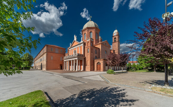 Fossano, Italy - June 09, 2022: Madonna della Divina Provvidenza Sanctuary (XVII - XIX century) in Cussanio, dedicated to apparition of the Madonna to a deaf-mute shepherd