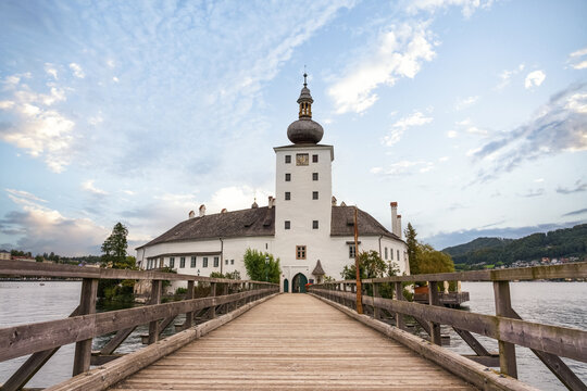 Schloss Ort (or Schloss Orth)- an Austrian castle situated in the Traunsee lake in Gmunden city, Austria, Europe, founded in 1080.