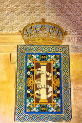 Medieval tile architectural feature in the Alhambra, Granada, Spain