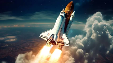 Tuinposter Space shuttle taking off on a mission,Generative Ai © Mian