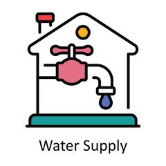 Water Supply Filled Outline Icon Design illustration. Home Repair And Maintenance Symbol on White background EPS 10 File