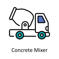 Concrete Mixer Filled Outline Icon Design illustration. Home Repair And Maintenance Symbol on White background EPS 10 File