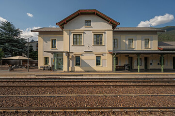 Fototapeta na wymiar Bahnhof- Malles Venosta, South Tyrol, Italy.