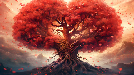 High detail illustration of love tree,Generative Ai