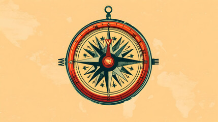 Illustration of a compass indicating cardinal points