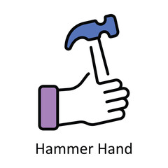 Hammer Hand Filled Outline Icon Design illustration. Home Repair And Maintenance Symbol on White background EPS 10 File