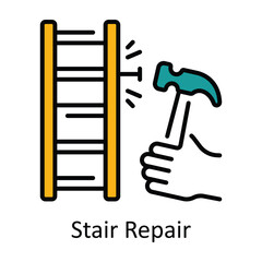 Stair Repair Filled Outline Icon Design illustration. Home Repair And Maintenance Symbol on White background EPS 10 File