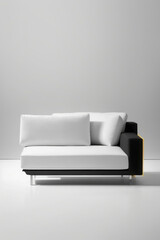 Harmony in contrast. Black and white sofa. minimal concept, Generative ai