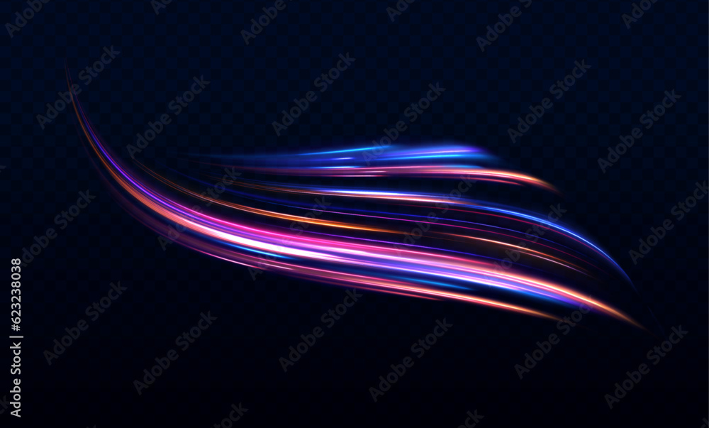 Aufkleber abstract image of speed motion on the road. vector glitter light fire flare trace. dark blue abstrac