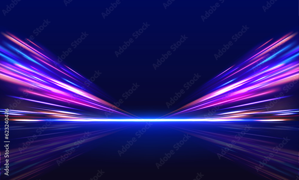 Aufkleber panoramic high speed technology concept, light abstract background. image of speed motion on the roa
