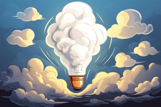 Creative Light Bulb with Thought Bubble. AI generated