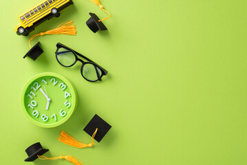 Dive into the world of learning with this compelling above view picture of glasses, and mini...