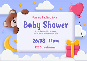 3D baby shower invitation concept