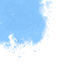 Delicate Abstract Watercolor Style Layout. Light Blue Paint Stains. No Background. Blue Irregular Stains and Splatter Print.