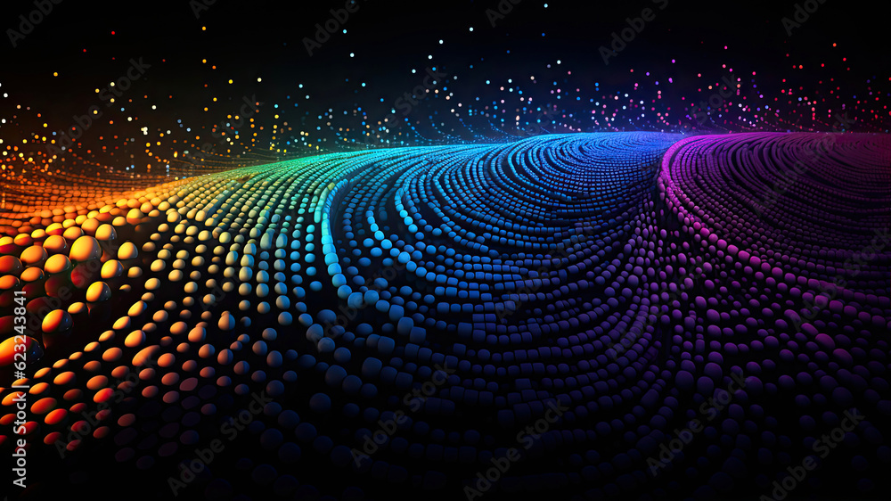 Aufkleber abstract colorful wave of particles on a dark background. generative ai
