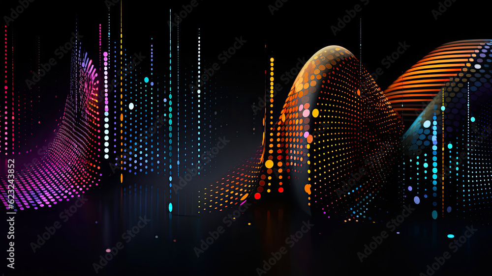 Poster abstract background with colored particles. 3d rendering, 3d illustration. generative ai